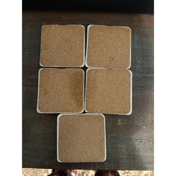 Mud Pie Holiday Gather Pumpkin Tile Resin Coasters Set of 5 - Picture 3 of 3